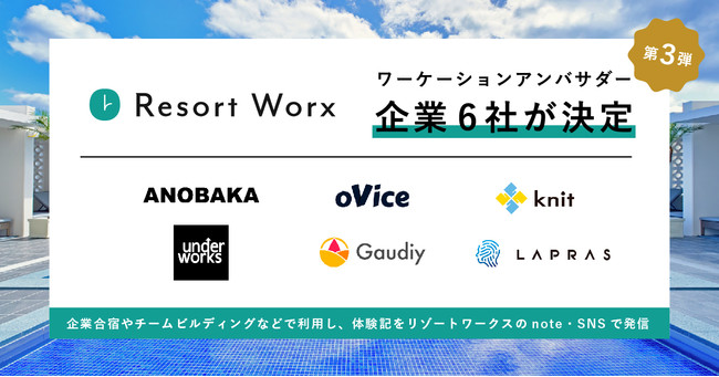  リゾートワークス社、第三弾のワーケーションアンバサダー6社を決定、一流施設での体験を発信